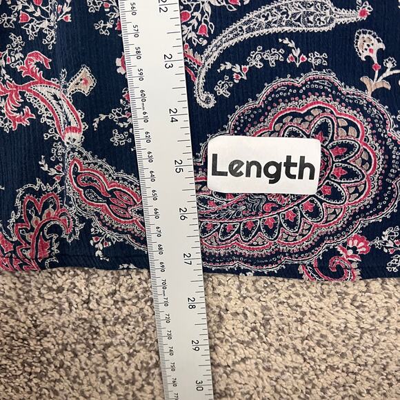 CATHERINES Women's 2X Blue Ornate Paisley Tassel Boho Peasant‎ Cottagecore Top - Picture 6 of 7